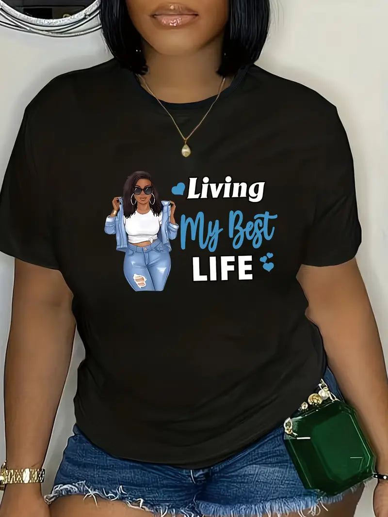 Living My Best Life Tee- Vintage White main image 1