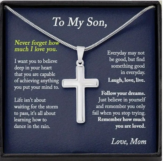 To My Son Cross Necklace 