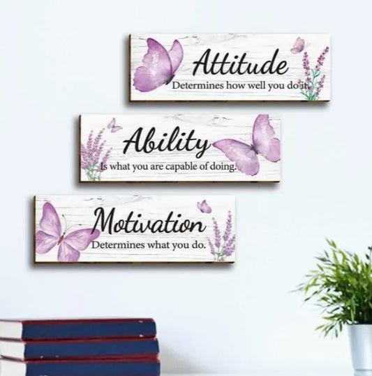 Inspirational Butterfly Wall Art Plaques - Set of 3 